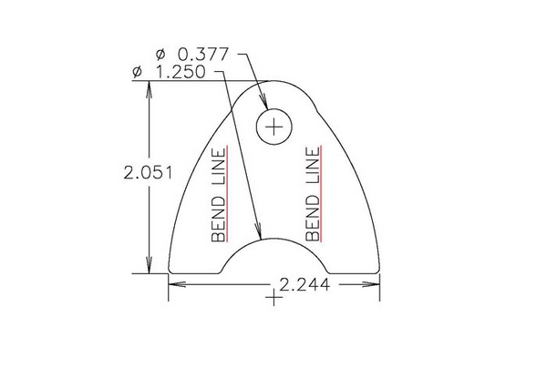 4130 1/8" THK, 3/8" HOLE, 3/16" HT, 1 1/4 TUBE, BENT CHASSIS TAB - QTY 2